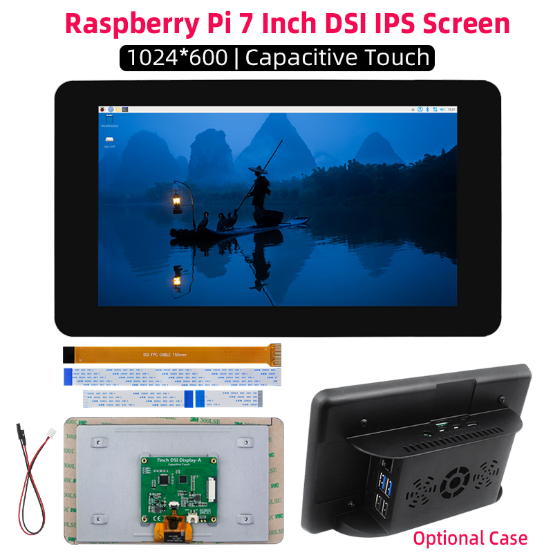 Raspberry Pi 7 Inch DSI 1024*6 - Pi 5 Case ulasan dan harga