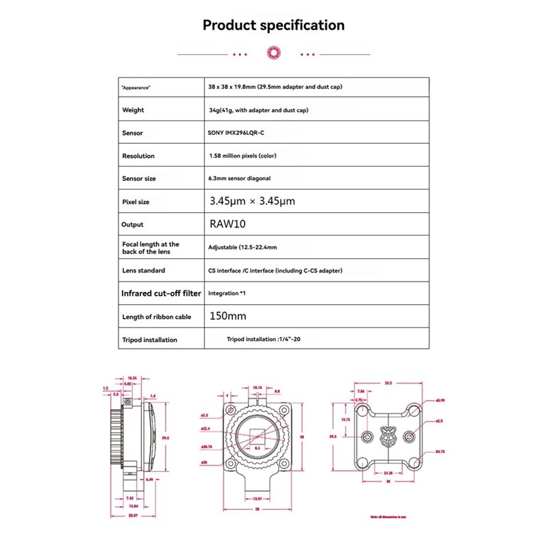 A86P-For Raspberry Pi Global S - Raspberry Pi Global Shutter Camera Imx296 ulasan dan harga