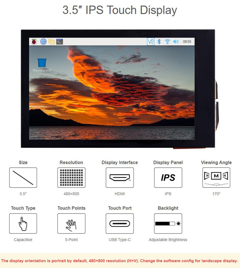 3.5 inch IPS Capacitive Touch  - Pi Display ulasan dan harga