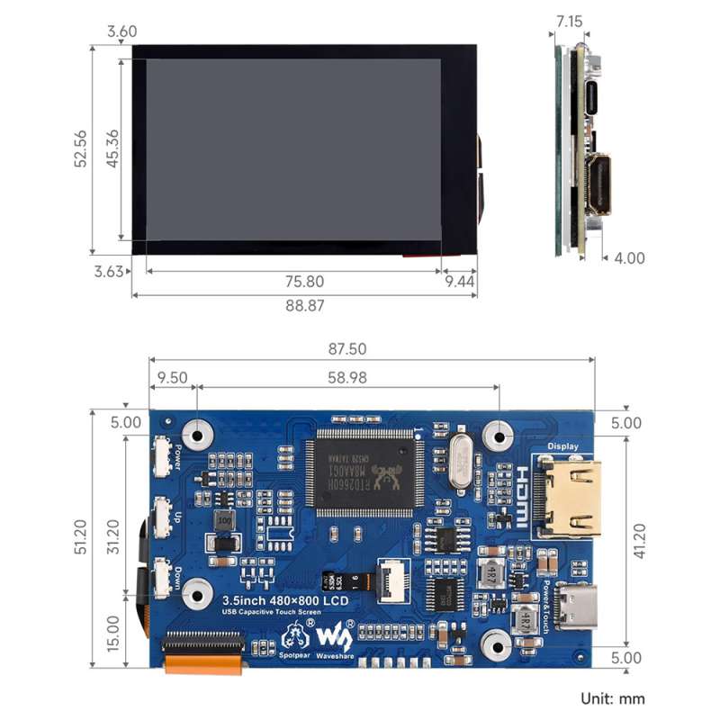 3.5 inch IPS Capacitive Touch  - Pi Display ulasan dan harga